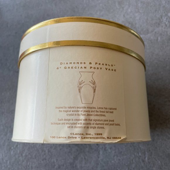 VINTAGE LENOX CRYSTAL PAVE JEWELS DIAMONDS & PEARLS MINI GRECIAN POSY 4"… - Picture 2 of 8